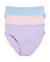Natori Bliss Bare Cotton Hipster 3-pack In Lilac Dream/glacier Blue/potpour