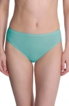 Natori Bliss Bare Stretch Cotton Thong In Green