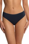 Natori Bliss Bare Stretch Cotton Thong In Blue
