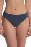 Natori Bliss Bare Stretch Cotton Thong In Black