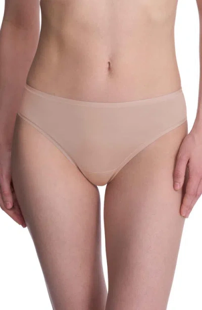 Natori Bliss Bare Stretch Cotton Thong In Brown