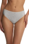 Natori Bliss Bare Stretch Cotton Thong In Gray