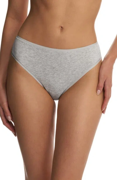 Natori Bliss Bare Stretch Cotton Thong In Gray