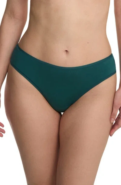 Natori Bliss Bare Stretch Cotton Thong In Green