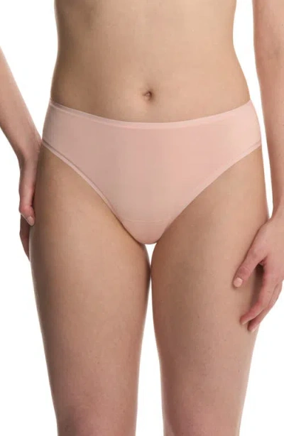 Natori Bliss Bare Stretch Cotton Thong In Brown