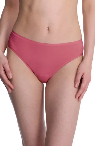 Natori Bliss Bare Stretch Cotton Thong In Pink