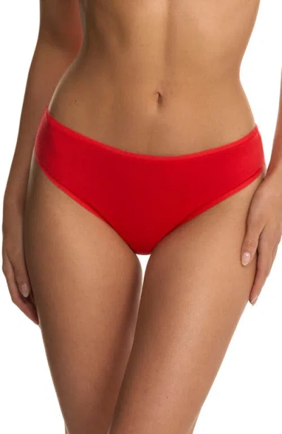 Natori Bliss Bare Stretch Cotton Thong In Red