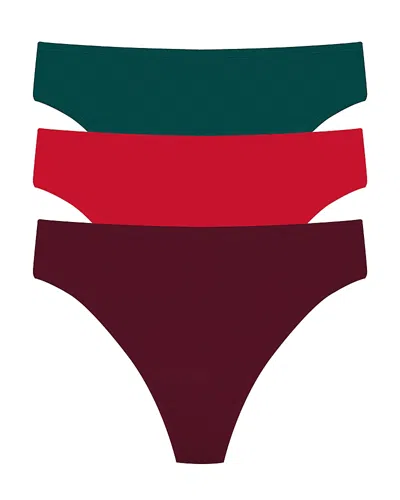 Natori Bliss Bare Cotton Thong 3-pack In Multi