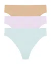 Natori Bliss Bare Cotton Thong 3-pack In Multi