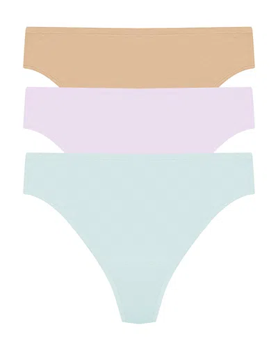 Natori Bliss Bare Cotton Thong 3-pack In Multi