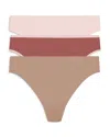 Natori Bliss Bare Cotton Thong 3-pack In Multi