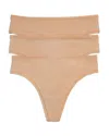 Natori Bliss Bare Cotton Thong 3-pack In Cafe