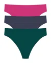 Natori Bliss Bare Cotton Thong 3-pack In Multi
