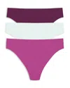 Natori Bliss Bare Cotton Thong 3-pack In Multi