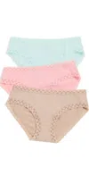 Natori Bliss Briefs 3-pack Mint/café/pink In Mint/café/pink