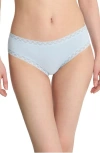 Natori Bliss Lace-trim Cotton Brief Underwear 156058 In Misty Blue