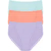 Natori Bliss Cotton French Cut Brief 3-pack In Lilac Dream,rosy Coral,whp Mnt