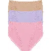 Natori Bliss Cotton French Cut Brief 3-pack In Pink Nectar/lilac Dream/cafe