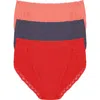 Natori Bliss Cotton French Cut Brief 3-pack In Red