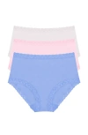 Natori Bliss Lace-trim Cotton Brief Underwear 3-pack 156058mp In Multi
