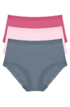 Natori Bliss Lace-trim Cotton Brief Underwear 3-pack 156058mp In Multi