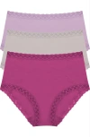 Natori Bliss Cotton Full Brief 3-pack In Crushed Bry/vapor/sweet Violet