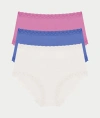 Natori Bliss Cotton Full Brief 3-pack In Ivory,blue,tulip