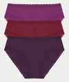 Natori Bliss 3-pack Cotton Blend Briefs In Grape,cherry,verbena