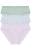 Natori Bliss Cotton Girl Brief 3-pack In Lavender Haze,misty Blue,meadow