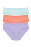Natori Bliss Cotton Girl Brief 3-pack In Lilac Dream/rosy Coral/whp Mnt
