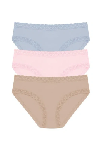 Natori Bliss Lace-trim Cotton Brief Underwear 3-pack 156058mp In Multi