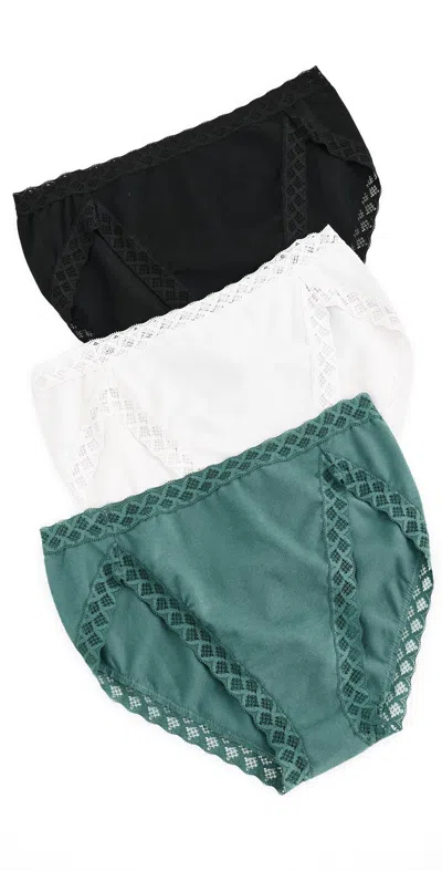 Natori Bliss French Cut 3-pack Aspen Green/coconut/black In Multi