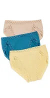 Natori Bliss French Cut 3-pack Briefs Golden/dragonfly/café In Multi