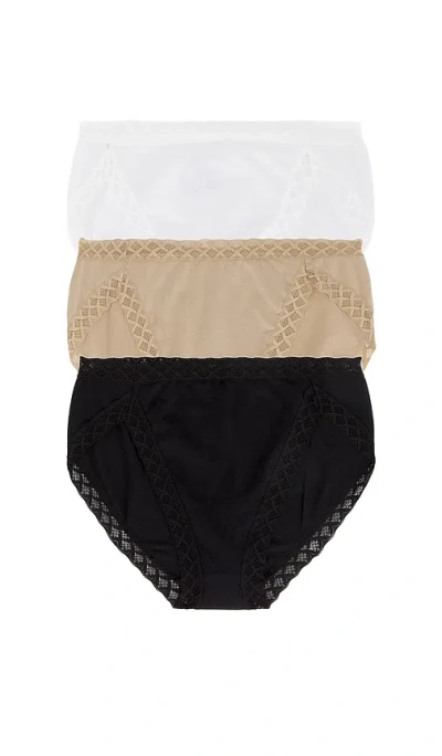 Natori Bliss French Cut 3 Pack Panty In Black  Cafe & White
