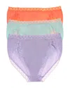 Natori Bliss Cotton French Cut Brief 3-pack In Lilac Dream/rosy Coral/whp Mnt