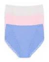 Natori Bliss Lace-trim Cotton Brief Underwear 3-pack 156058mp In Multi