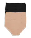 Natori Lace-trim French-cut Briefs, Pack Of 6 In Black/cafe