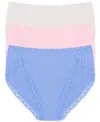 Natori Bliss Lace-trim Cotton Brief Underwear 3-pack 156058mp In Multi