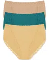 Natori Bliss French Cut 3-pack Briefs Golden/dragonfly/café In Multi