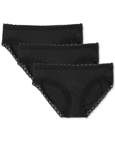 Natori Bliss French Cut Brief Underwear 3-pack 152058mp In Black,black,black