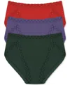 Natori Bliss 3-pack French Cut Briefs In Dark Cherry,dark Forest,cafe