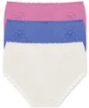 Natori Bliss French Cut Brief Underwear 3-pack 152058mp In Ivory,blue,tulip