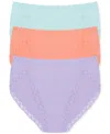 Natori Bliss Cotton French Cut Brief 3-pack In Lilac Dream,rosy Coral,whp Mnt