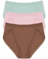 Natori Bliss Cotton French Cut Brief 3-pack In Nutmeg,perfect Pink,meadow