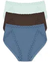 Natori Bliss French Cut Brief Underwear 3-pack 152058mp In Mint,roast,stellar