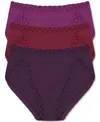 Natori Bliss 3-pack French Cut Briefs In Verbena,cherry,grape