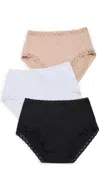 Natori Bliss Full Briefs 3 Pack Black/cafe/white In Black/cafe/white
