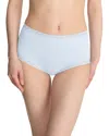 Natori Bliss Lace-trim High Rise Cotton Brief 755058 In Misty Blue