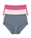 Natori Bliss Lace-trim Cotton Brief Underwear 3-pack 156058mp In Multi