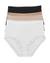 Natori Three-pack Bliss Full-coverage Underwear Briefs In Black/white/cafe